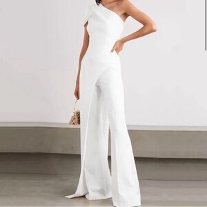 White Wide-Leg One-Shoulder Jumpsuit